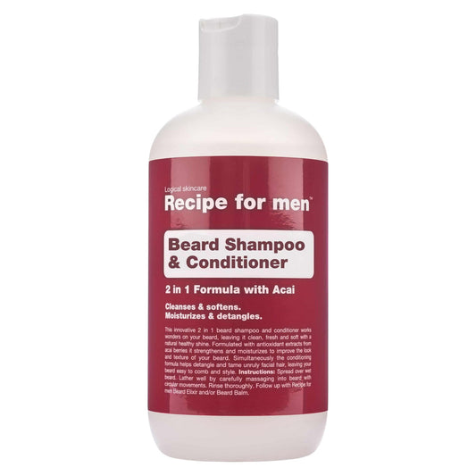 Recipe For Men, Beard Shampoo & Conditioner, Cleansing and Conditioning, Beard Shampoo, Moisture, 250 ml